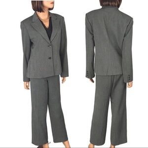 Vintage 90’s Rafaella Pant Suit Black White Woven Women Lined Workwear Career